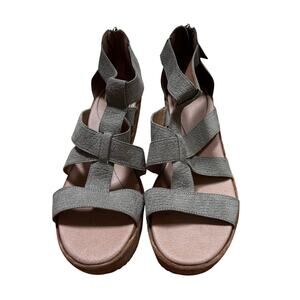 Dr Scholl’s shoes platform wedgie high heels beige sandals strappy size 11M